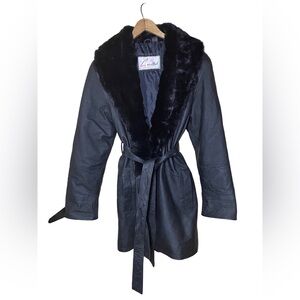 Excelled Vintage Faux fur real Leather Coat Sm